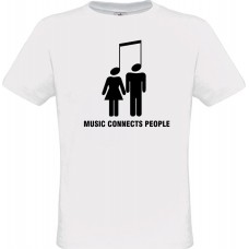  T-Shirt White Cotton with Digital Print Music Connects People