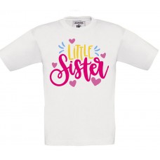 Children's T-Shirt White Cotton with Prin Little Sister