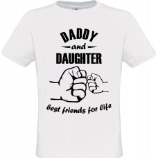Men’s T-Shirt White Cotton with Digital Print ''Daddy and Daughter Best Friends for Life''