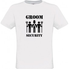 Ανδρικό T-Shirt Άσπρο Βαμβακερό με Στάμπα Groom Security