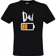 Men's Black Cotton T-Shirt with Dad and Empty Battery Print