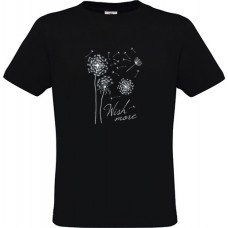 Men's Black Cotton T-Shirt with Dandelion Flower Print