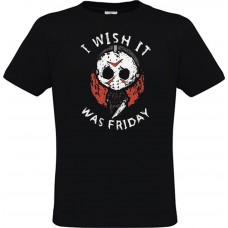 Ανδρικό T-Shirt Μαύρο Βαμβακερό με τύπωμα I Wish It Was Friday