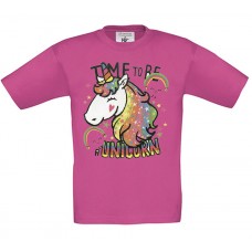 Children's T-Shirt Pink Cotton with Time To Be A Unicorn Print