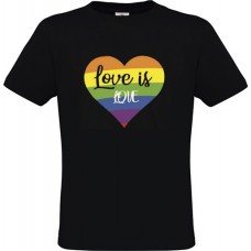  Ανδρικό T-Shirt Μαύρο Βαμβακερό με Στάμπα  Love is love  heart print