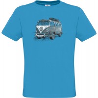 Ανδρικό T-Shirt Ανοιχτό Μπλε Βαμβακερό με Στάμπα Ασπρόμαυρο Βανάκι