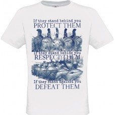  Men's White Cotton T-Shirt with Spartan Soldiers Print