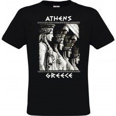  Ανδρικό T-Shirt Μαύρο Βαμβακερό με Στάμπα Καρυα΄τιδες