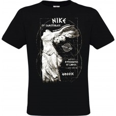  Ανδρικό T-Shirt Μαύρο Βαμβακερό με Στάμπα το άγαλμα της Θεάς Νίκης