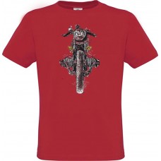 Ανδρικό T-Shirt Κόκκινο Βαμβακερό με τύπωμα Μοτοσυκλέτα