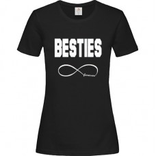 Women's T-Shirt Black Cotton with Βesties Forever Print