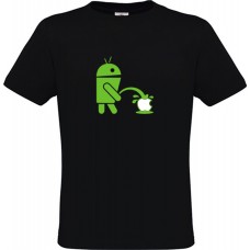 Black Men’s Cotton T-shirt with Print: Android Piss Apple