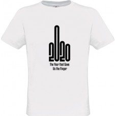  Men's White Cotton T-Shirt with 2020 The Year That Gave Us The Finger Print