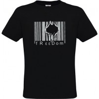 Ανδρικό T-Shirt Μαύρο Βαμβακερό με Στάμπα Σπασμένο Barcode και Freedom