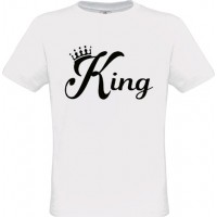 Ανδρικό t-Shirt Άσπρο Βαμβακερό με Στάμπα King
