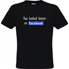 Ανδρικό T-Shirt Μαύρο Βαμβακερό με Στάμπα You Looked Better On Facebook