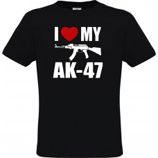 Ανδρικό T-Shirt Μαύρο Βαμβακερό με Tύπωμα I Love My AK-47