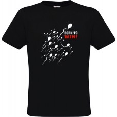 Ανδρικό T-Shirt Μαύρο Βαμβακερό με Στάμπα Σπερματοζωάρια Born To Win