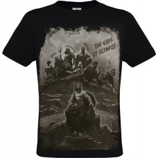 Ανδρικό T-Shirt Μαύρο Βαμβακερό με All Over Στάμπα 12 Θεοί του Ολύμπου