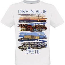 Ανδρικό T-Shirt Άσπρο Βαμβακερό με Στάμπα Dive In Blue Crete και Πόλεις