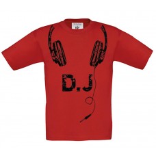 Παιδικό T-Shirt Κόκκινο Βαμβακερό με τύπωμα Ακουστικά DJ
