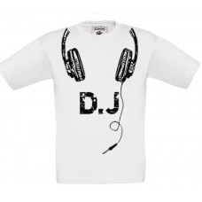 Παιδικό T-Shirt Άσπρο Βαμβακερό με τύπωμα Ακουστικά DJ