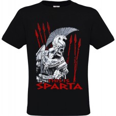 Ανδρικό T-Shirt Μαύρο Βαμβακερό με Στάμπα Σπαρτιάτη Πολεμιστή