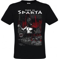  Ανδρικό T-Shirt Μαύρο Βαμβακερό με Στάμπα This Is Sparta Πολεμιστής Λεωνίδας 300