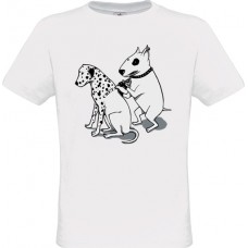 Ανδρικό T-Shirt Άσπρο Βαμβακερό με Στάμπα Σκύλο που Κανει Τατουάζ