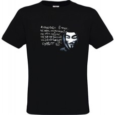 Men's Black Cotton T-Shirt with Anonymous and Text Print