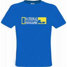Men's Blue Cotton T-Shirt with National Pornographic Print