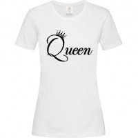 Γυναικείο T-Shirt Άσπρο Βαμβακερό με Στάμπα Queen