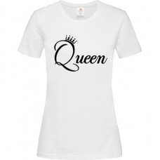 Women's T-Shirt White Cotton with Queen Print
