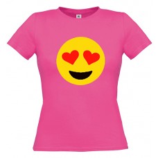 Γυναικείο T-Shirt Φούξια Βαμβακερό με Στάμπα Emoji