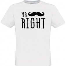  Men’s T-Shirt White Cotton with Print Mr Right