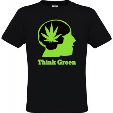  Black Men’s Cotton T-shirt with Print: Think Green