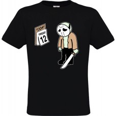 Ανδρικό T-Shirt Μαύρο Bαμβακερό με Στάμπα Friday 12