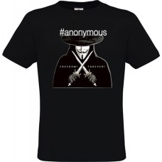 Men's Black Cotton T-Shirt with Anonymous and Daggers Print