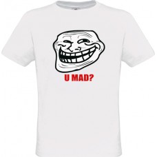 Ανδρικό T-Shirt Ασπρο Βαμβακερό με Στάμπα Meme U Mad?