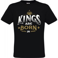  Men's Black Cotton T-Shirt with Kings Are Born In add Your Month Print