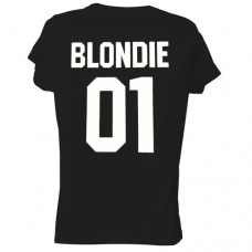 Γυναικείο T-Shirt Μαύρο Βαμβακερό με Στάμπα στην Πλάτη Blondie 01