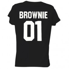 Γυναικείο T-Shirt Μαύρο Βαμβακερό με Στάμπα Στην Πλάτη Brownie 01