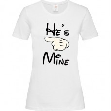 Γυναικείο T-Shirt Άσπρο Βαμβακερό με Στάμπα He Is Mine και Χέρι