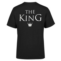 Ανδρικό T-Shirt Μαύρο Βαμβακερό με Στάμπα στην Πλάτη The King και Στέμμα