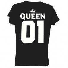 Women’s T-Shirt Black Cotton with Print Queen