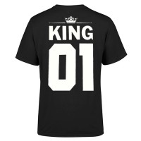  Ανδρικό T-Shirt Μαύρο Βαμβακερό με Στάμπα KING 01 στην Πλάτη
