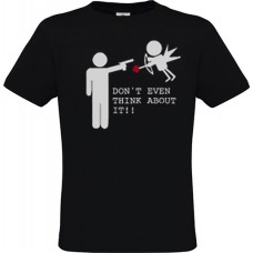 Men's Black Cotton T-Shirt with Cupid and Don't Even Think About It Print