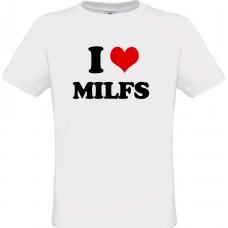 Ανδρικό T-Shirt Άσπρο Βαμβακερό με Στάμπα I Love MILFS