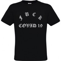 Ανδρικό T-Shirt Μαύρο Βαμβακερό με Τύπωμα βινύλιο F*ck Covid19