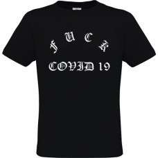  Black Men’s Cotton T-shirt with Vinyl Print: F*ck Covid19